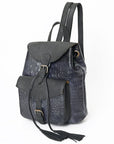 American Darling Backpack Crocodile Embossed Genuine Leather Women Bag Western Handbag Purse