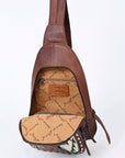 American Darling ADBG1182A Sling Hand Tooled Saddle Blanket Genuine Leather Women Bag Western Handbag Purse