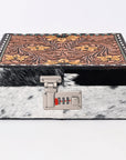 American Darling Jewelry Case Hand Tooled Hair-On Genuine Leather Women Bag Western Handbag Purse