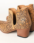 American Darling Floral Hand Curved Genuine Western Leather Ankle Boot