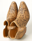 American Darling Floral Hand Curved Genuine Western Leather Ankle Boot