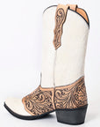 American Darling Floral Hand Curved Hair On Genuine Western Leather Long Boot