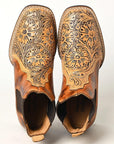 American Darling Floral Hand Curved Genuine Western Leather Riding Ankle Boot