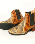 American Darling Floral Hand Curved Genuine Western Leather Riding Ankle Boot
