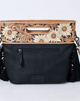 Hand Tooled Saddle Blanket Leather Western Clutch For Women