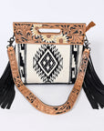 Hand Tooled Saddle Blanket Leather Western Clutch For Women