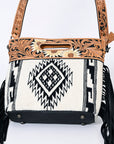 Hand Tooled Saddle Blanket Leather Western Clutch For Women