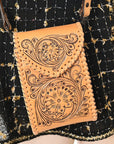 American Darling Cell Phone Holder Hand Tooled Genuine Leather Women Bag Western Handbag