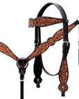 Hand-Carved Leather Western Headstall And Breast Collar Set For Training And Showing