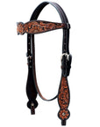 Hand-Carved Leather Western Headstall And Breast Collar Set For Training And Showing