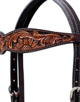Hand-Carved Leather Western Headstall And Breast Collar Set For Training And Showing