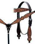 Hand-Carved Leather Western Headstall And Breast Collar Set For Training And Showing