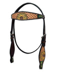 HILASON Western Horse Headstall & Breast Collar American Leather Floral Carving