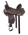 Hilason Western Horse Flex Tree Barrel Trail In Suede Leather Saddle Brown