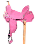 Resilient Western Barrel Trailriding Saddle With Pink Suede Leather And Ergonomic Tree
