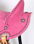 Hilason Western Horse Flex Tree Barrel Trail In Suede Leather Saddle Pink