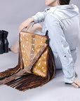 American Darling Messenger Hand Tooled Hair On Genuine Leather Western Women Bag Handbag Purse | Cute