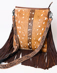 American Darling Messenger Hand Tooled Hair On Genuine Leather Western Women Bag Handbag Purse | Cute