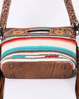Hand Tooled Saddle Blanket Leather Western Clutch For Women