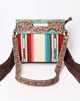 Hand Tooled Saddle Blanket Leather Western Clutch For Women