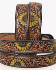 HILASON Western Genuine Leather Belt for Men Women Cowboy Cowgirl Handmade Unisex Full Grain Heavy Duty Floral Tooled Belt