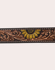 HILASON Western Genuine Leather Belt for Men Women Cowboy Cowgirl Handmade Unisex Full Grain Heavy Duty Floral Tooled Belt