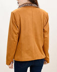 ADBZ033 Genuine leather Hand tooled hand carved Women Blazer dress jacket ladies Girl