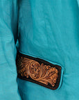 ADBZ036 Genuine leather Hand tooled hand carved Women Blazer dress jacket ladies Girl