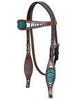 Comfytack Western Horse Hand Painted Genuine Leather Headstall Brown