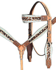 HILASON Western Horse Headstall & Breast Collar American Leather Floral Carving