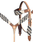 HILASON Western Horse Headstall & Breast Collar American Leather Floral Carving