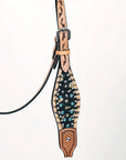 HILASON Western Horse Headstall Breast Collar Hairon Leather Tan