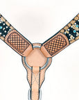 HILASON Western Horse Headstall Breast Collar Hairon Leather Tan