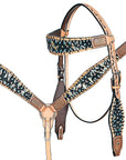 Hand-Carved Leather Western Headstall And Breast Collar Set For Training And Showing