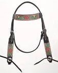 HILASON Western Horse Headstall & Breast Collar American Leather Floral Carving