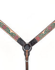 HILASON Western Horse Headstall & Breast Collar American Leather Floral Carving