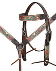 HILASON Western Horse Headstall & Breast Collar American Leather Floral Carving