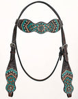 Hand-Carved Leather Western Headstall And Breast Collar Set For Training And Showing