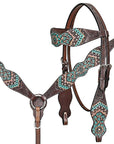 Hand-Carved Leather Western Headstall And Breast Collar Set For Training And Showing