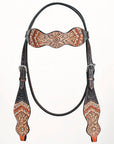 Hand-Carved Leather Western Headstall And Breast Collar Set For Training And Showing