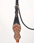 Hand-Carved Leather Western Headstall And Breast Collar Set For Training And Showing