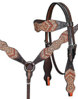 Hand-Carved Leather Western Headstall And Breast Collar Set For Training And Showing