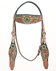 Hand-Carved Leather Western Headstall And Breast Collar Set For Training And Showing