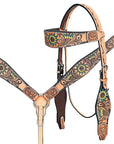 Hand-Carved Leather Western Headstall And Breast Collar Set For Training And Showing