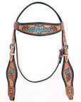 HILASON Western Horse Headstall & Breast Collar American Leather Floral Carving
