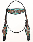 HILASON Western Horse Headstall & Breast Collar American Leather Floral Carving