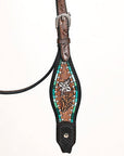 HILASON Western Horse Headstall & Breast Collar American Leather Floral Carving