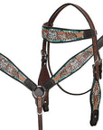 HILASON Western Horse Headstall & Breast Collar American Leather Floral Carving