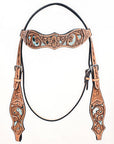 Hand-Carved Leather Western Headstall And Breast Collar Set For Training And Showing