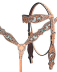 HILASON Western Horse Headstall Breast Collar American Leather Tan